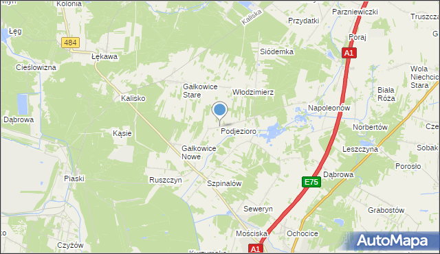 mapa Podjezioro, Podjezioro gmina Kamieńsk na mapie Targeo