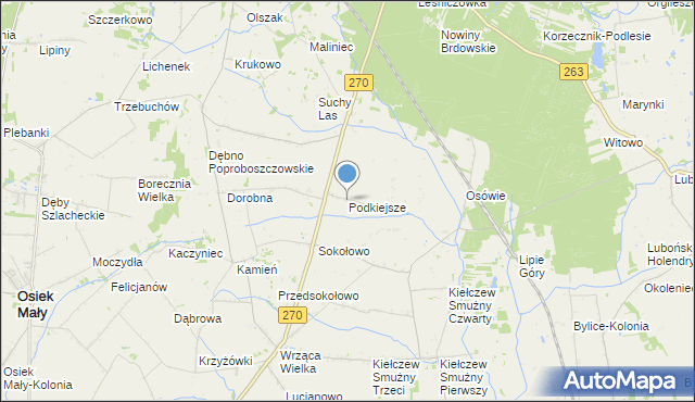 mapa Podkiejsze, Podkiejsze na mapie Targeo