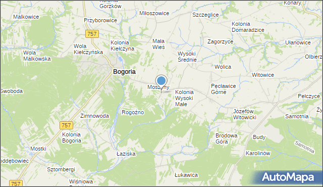 mapa Podlesie, Podlesie gmina Bogoria na mapie Targeo