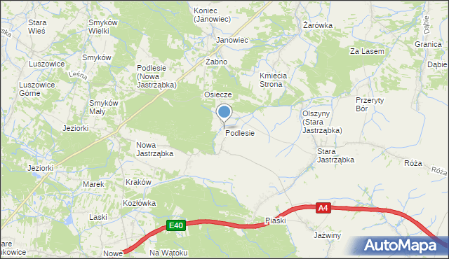 mapa Podlesie, Podlesie gmina Czarna na mapie Targeo