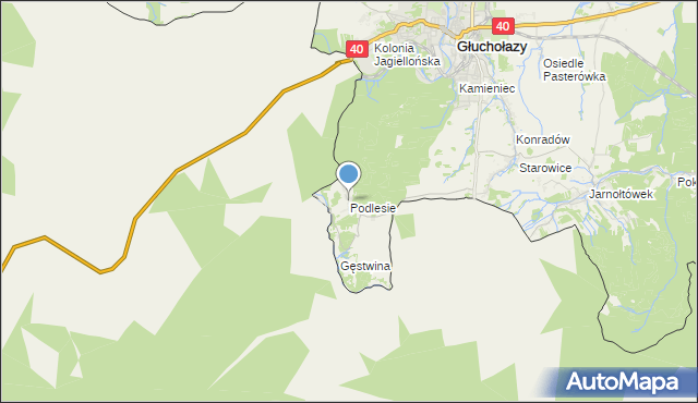 mapa Podlesie, Podlesie gmina Głuchołazy na mapie Targeo