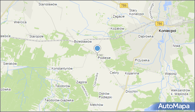 mapa Podlesie, Podlesie gmina Lelów na mapie Targeo