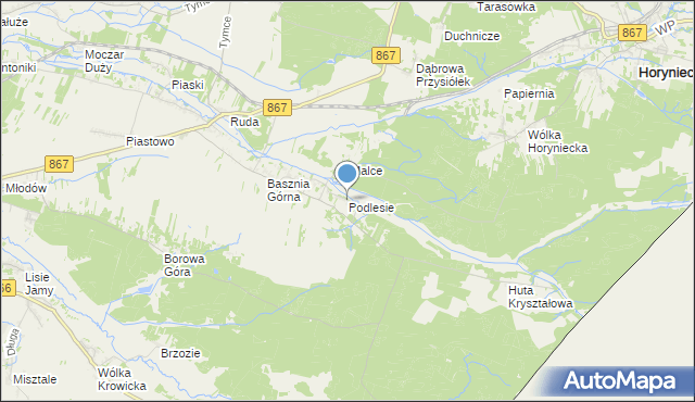 mapa Podlesie, Podlesie gmina Lubaczów na mapie Targeo