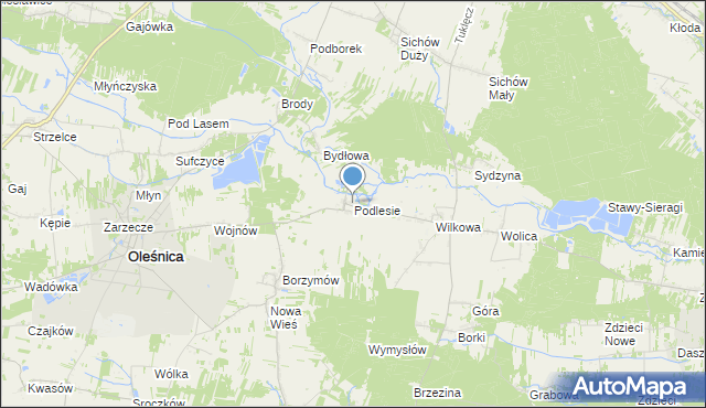 mapa Podlesie, Podlesie gmina Oleśnica na mapie Targeo