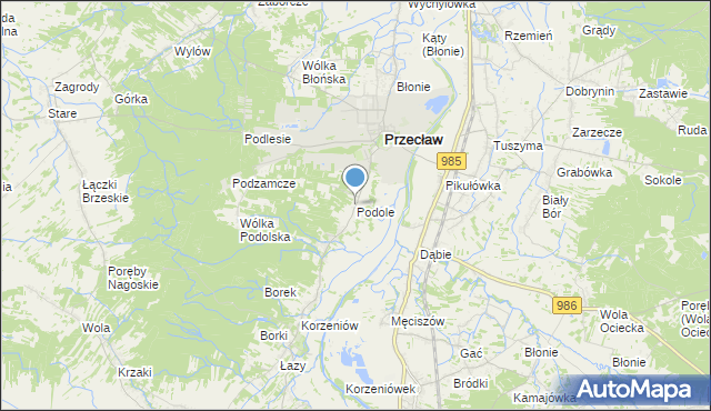 mapa Podole, Podole gmina Przecław na mapie Targeo
