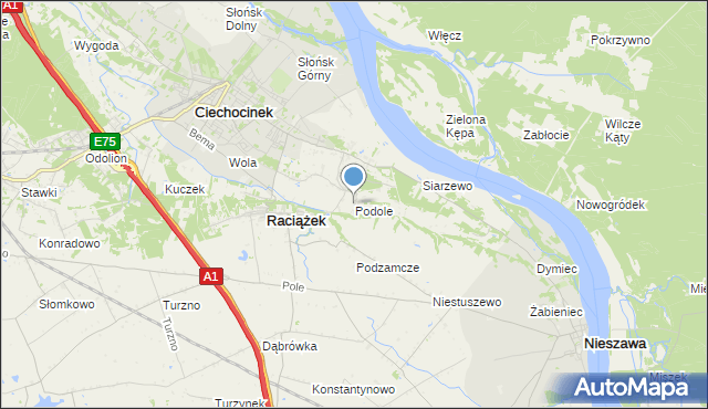 mapa Podole, Podole gmina Raciążek na mapie Targeo