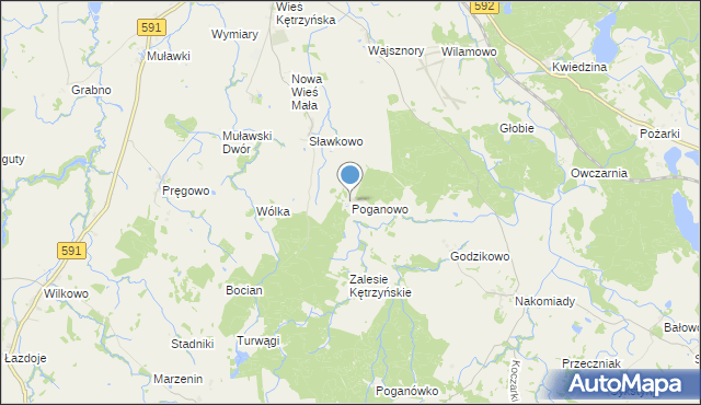 mapa Poganowo, Poganowo na mapie Targeo