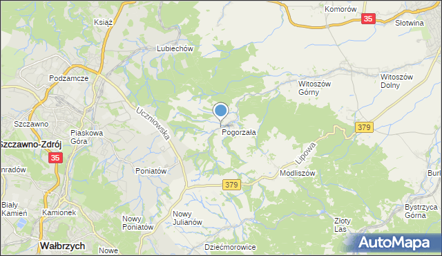 mapa Pogorzała, Pogorzała gmina Świdnica na mapie Targeo