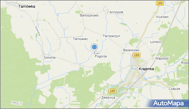 mapa Pogórze, Pogórze gmina Krajenka na mapie Targeo