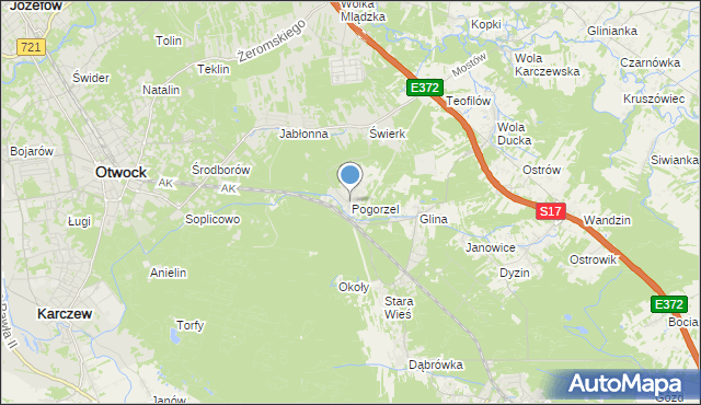 mapa Pogorzel, Pogorzel gmina Celestynów na mapie Targeo