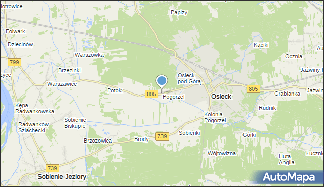 mapa Pogorzel, Pogorzel gmina Osieck na mapie Targeo