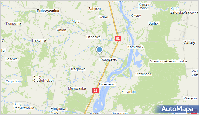mapa Pogorzelec, Pogorzelec gmina Pokrzywnica na mapie Targeo
