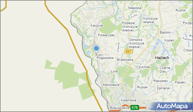 mapa Pogwizdów, Pogwizdów gmina Hażlach na mapie Targeo