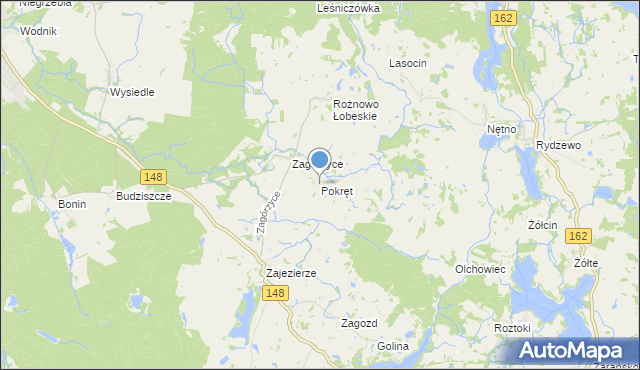 mapa Pokręt, Pokręt gmina Łobez na mapie Targeo