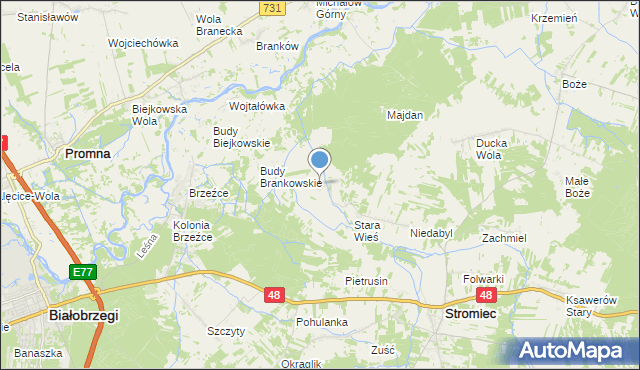 mapa Pokrzywna, Pokrzywna gmina Stromiec na mapie Targeo