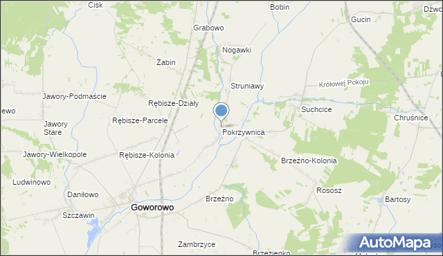 mapa Pokrzywnica, Pokrzywnica gmina Goworowo na mapie Targeo