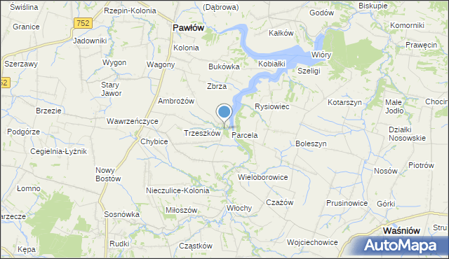 mapa Pokrzywnica, Pokrzywnica gmina Pawłów na mapie Targeo