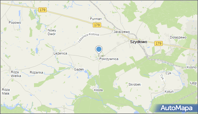 mapa Pokrzywnica, Pokrzywnica gmina Szydłowo na mapie Targeo