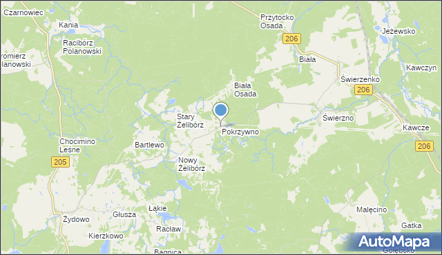 mapa Pokrzywno, Pokrzywno gmina Polanów na mapie Targeo