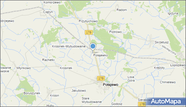 mapa Połajewko, Połajewko na mapie Targeo