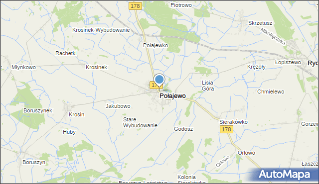 mapa Połajewo, Połajewo powiat czarnkowsko-trzcianecki na mapie Targeo