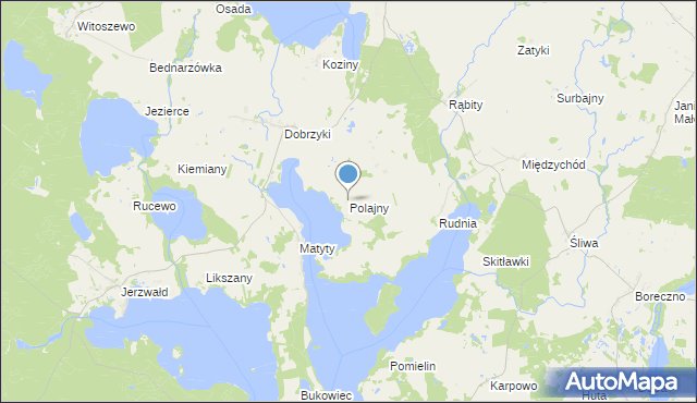 mapa Polajny, Polajny na mapie Targeo