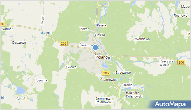 mapa Polanów, Polanów powiat koszaliński na mapie Targeo