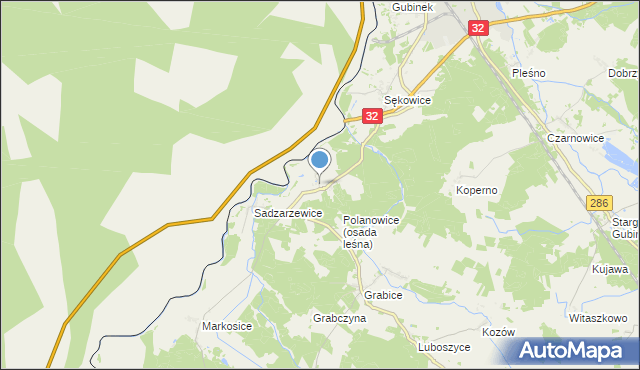 mapa Polanowice, Polanowice gmina Gubin na mapie Targeo