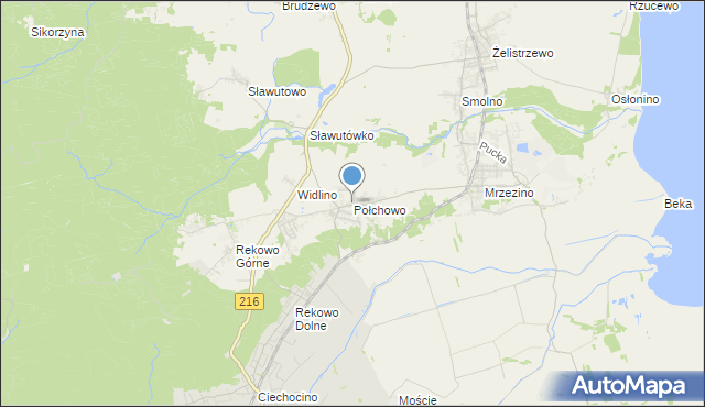 mapa Połchowo, Połchowo gmina Puck na mapie Targeo
