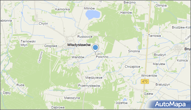 mapa Polichno, Polichno gmina Władysławów na mapie Targeo