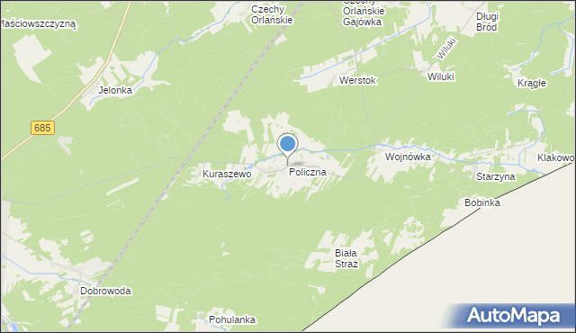 mapa Policzna, Policzna gmina Kleszczele na mapie Targeo