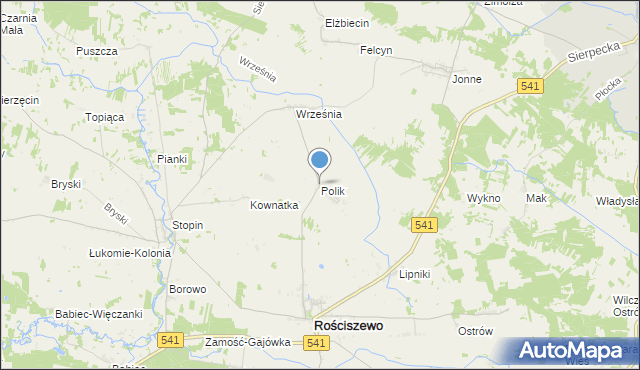 mapa Polik, Polik gmina Rościszewo na mapie Targeo