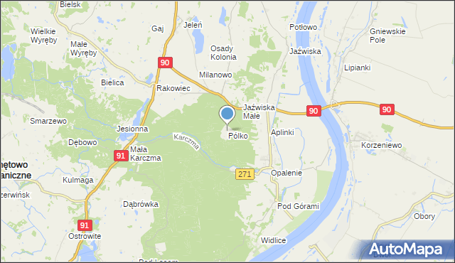 mapa Pólko, Pólko gmina Gniew na mapie Targeo