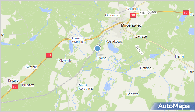 mapa Polne, Polne gmina Mirosławiec na mapie Targeo