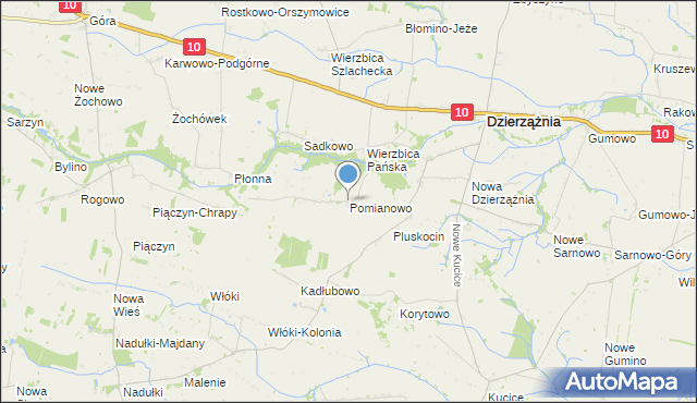 mapa Pomianowo, Pomianowo gmina Dzierzążnia na mapie Targeo