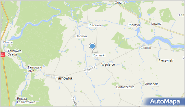 mapa Pomiarki, Pomiarki na mapie Targeo