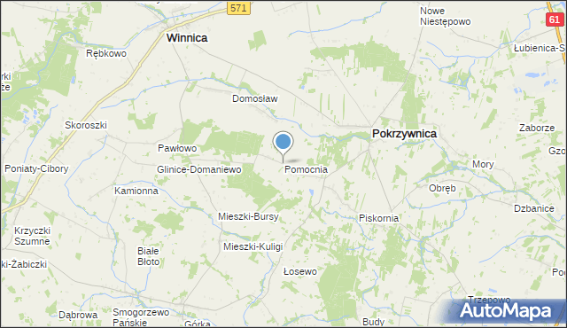 mapa Pomocnia, Pomocnia gmina Pokrzywnica na mapie Targeo