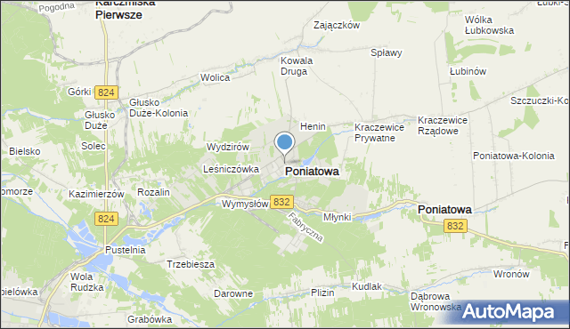 mapa Poniatowa, Poniatowa powiat opolski na mapie Targeo