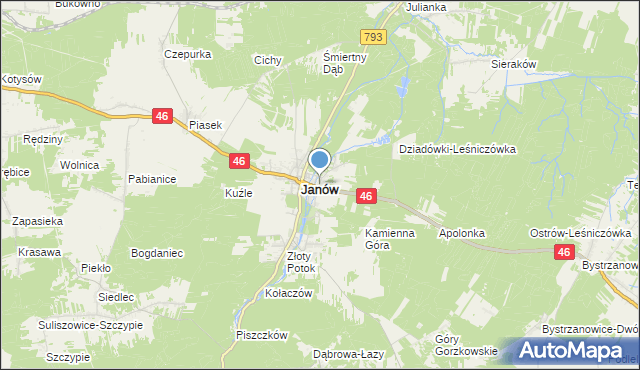 mapa Ponik, Ponik gmina Janów na mapie Targeo