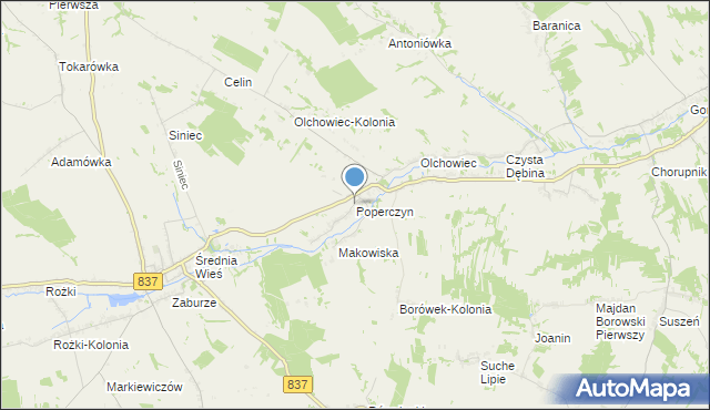 mapa Poperczyn, Poperczyn na mapie Targeo