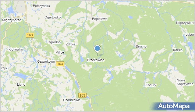 mapa Popielewice, Popielewice na mapie Targeo