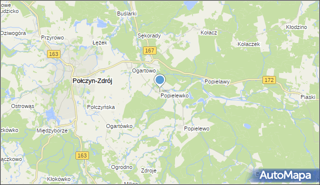 mapa Popielewko, Popielewko na mapie Targeo