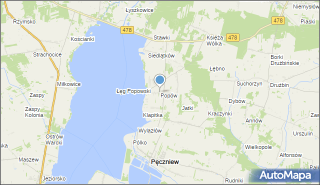 mapa Popów, Popów gmina Pęczniew na mapie Targeo