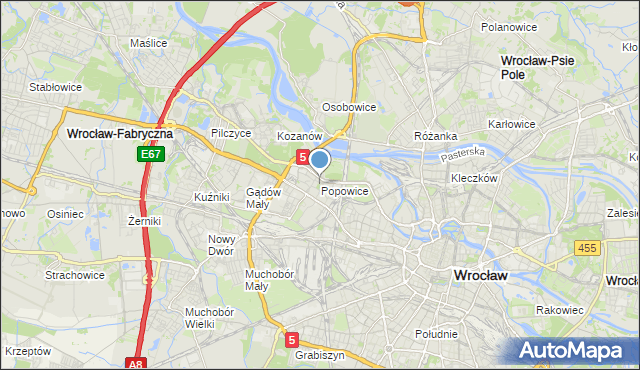 mapa Popowice, Popowice gmina Wrocław na mapie Targeo