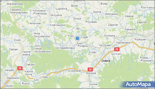 mapa Porąbka, Porąbka gmina Dobra na mapie Targeo