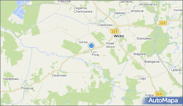 mapa Poraj, Poraj gmina Wicko na mapie Targeo