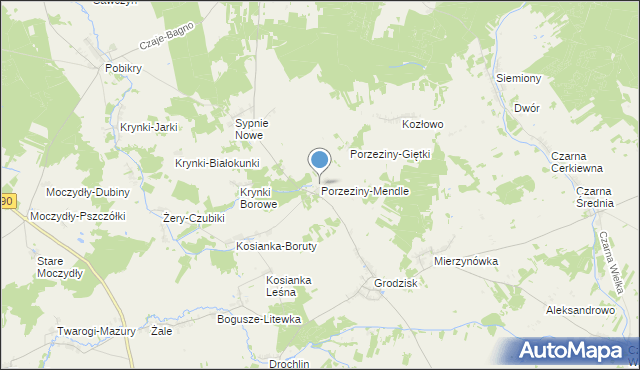 mapa Porzeziny-Mendle, Porzeziny-Mendle na mapie Targeo