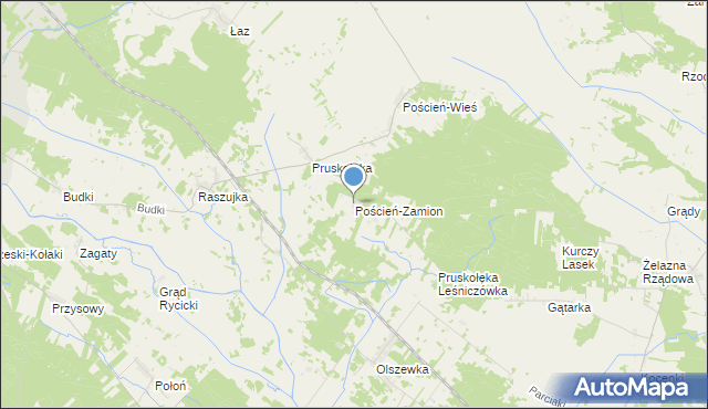 mapa Poścień-Zamion, Poścień-Zamion na mapie Targeo