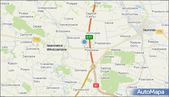 mapa Poskwitów, Poskwitów na mapie Targeo