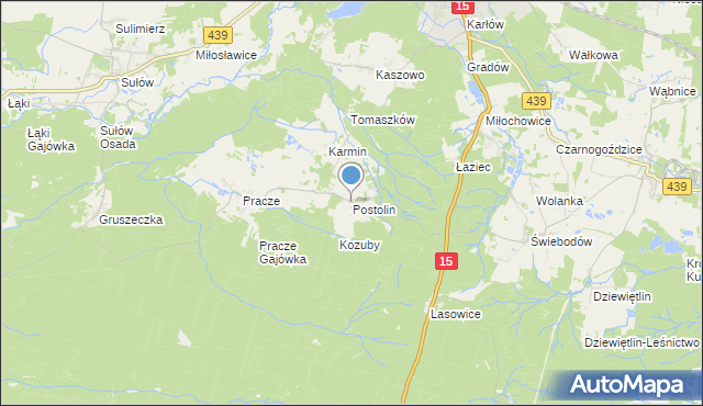 mapa Postolin, Postolin gmina Milicz na mapie Targeo